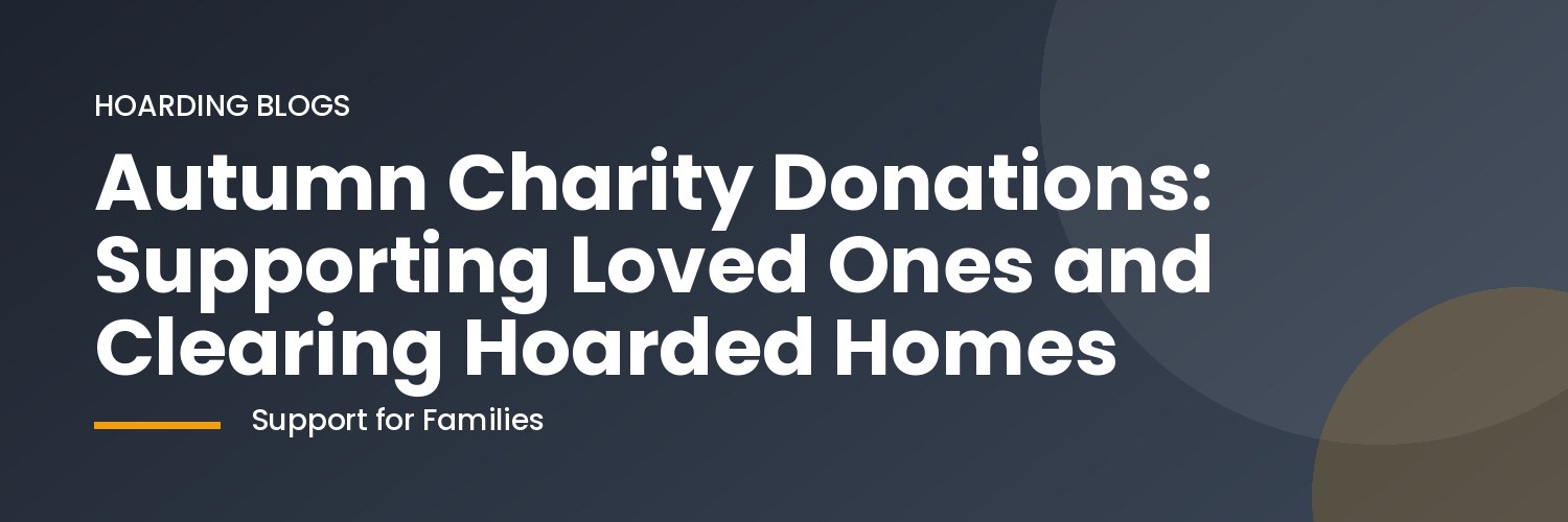 Family sorting items for charity donation in an autumnal UK home