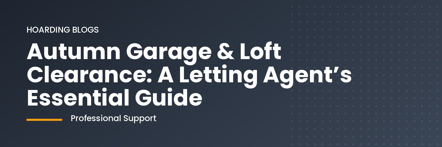 Letting agent surveying a cluttered garage in autumn