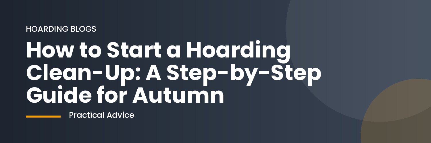 Cluttered hoarded room being sorted and cleared in autumn