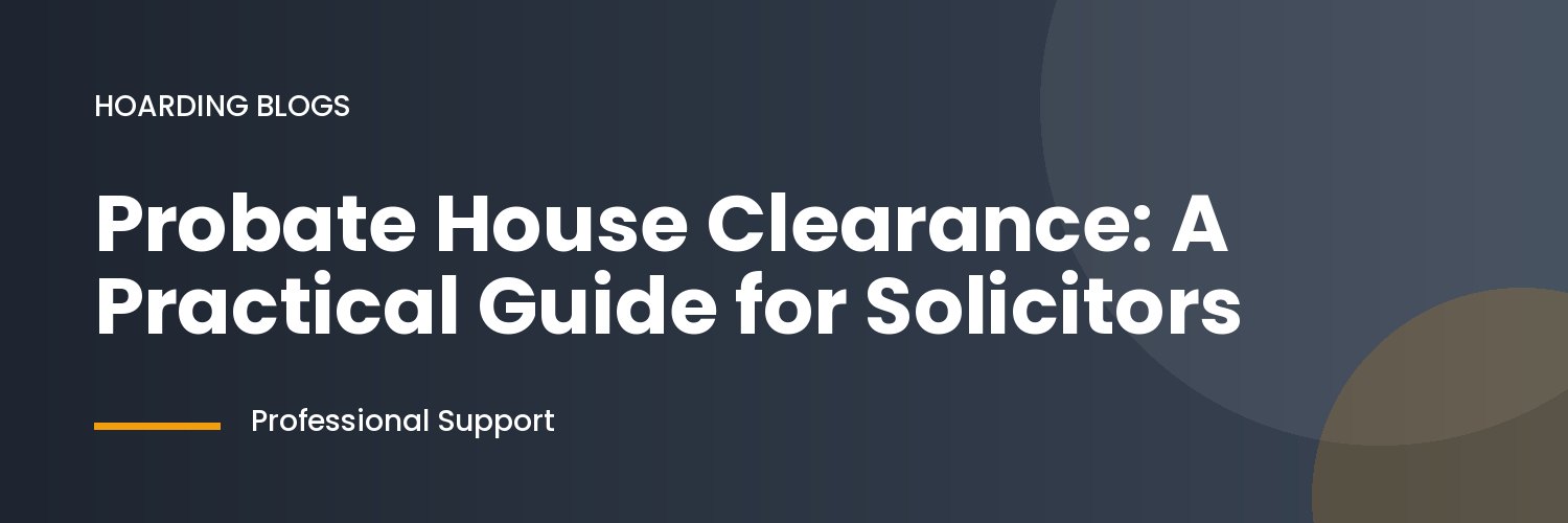 Solicitor reviewing probate house clearance documents in an office