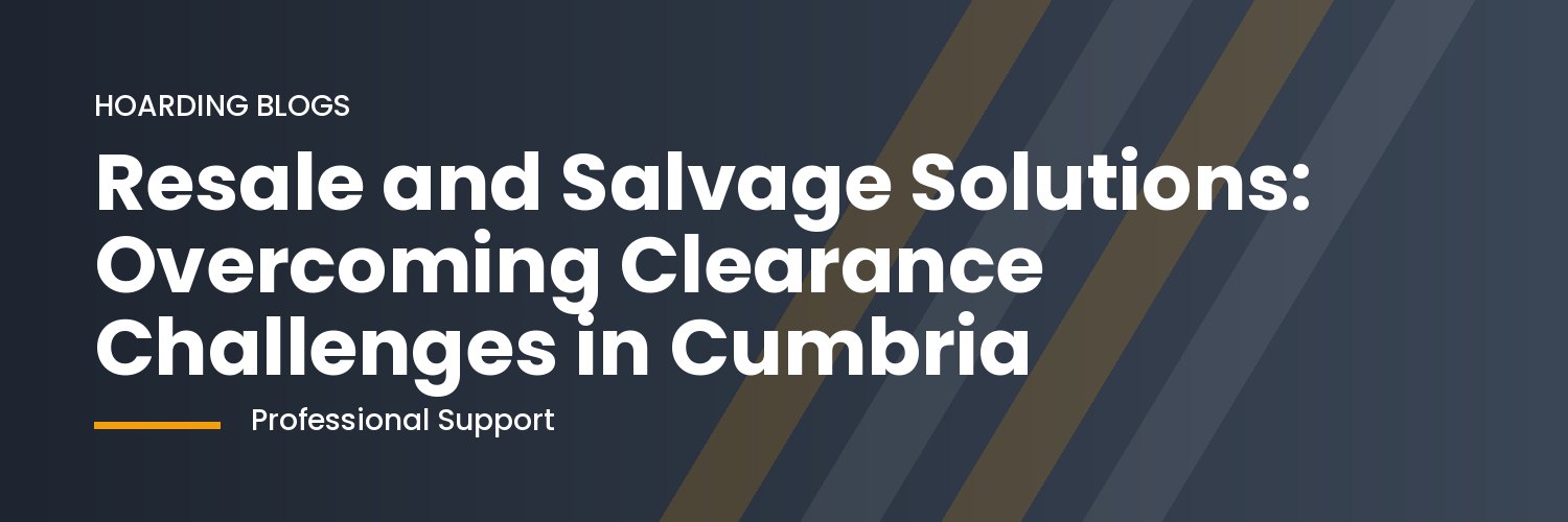 Two council workers sorting salvageable items in a cluttered Cumbrian home